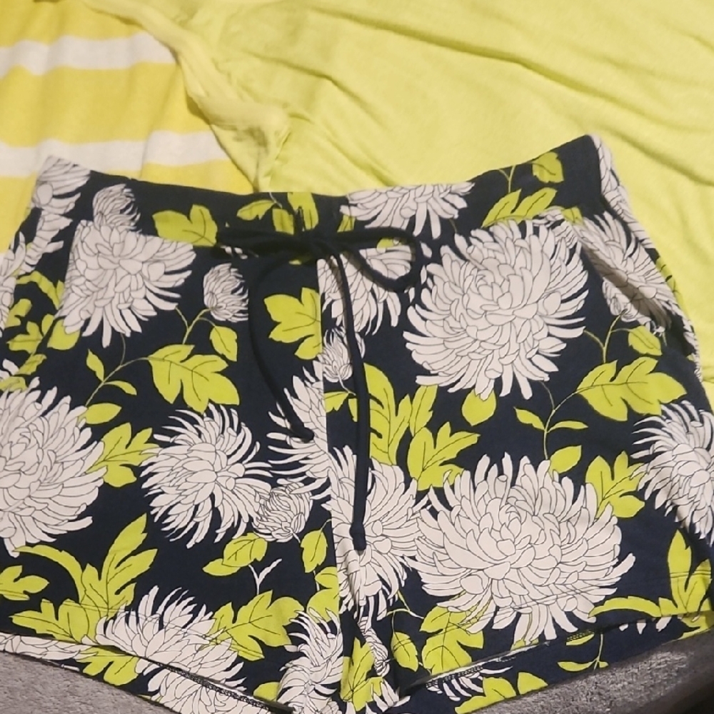CAbi Women's Athletic Shorts - Black and Green Floral